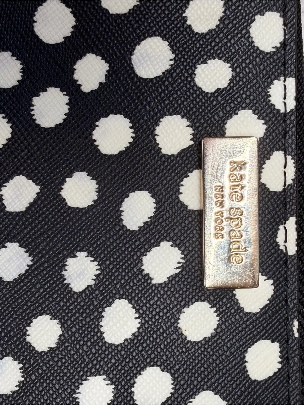 kate spade Black and White Polka Dot Zip Wallet